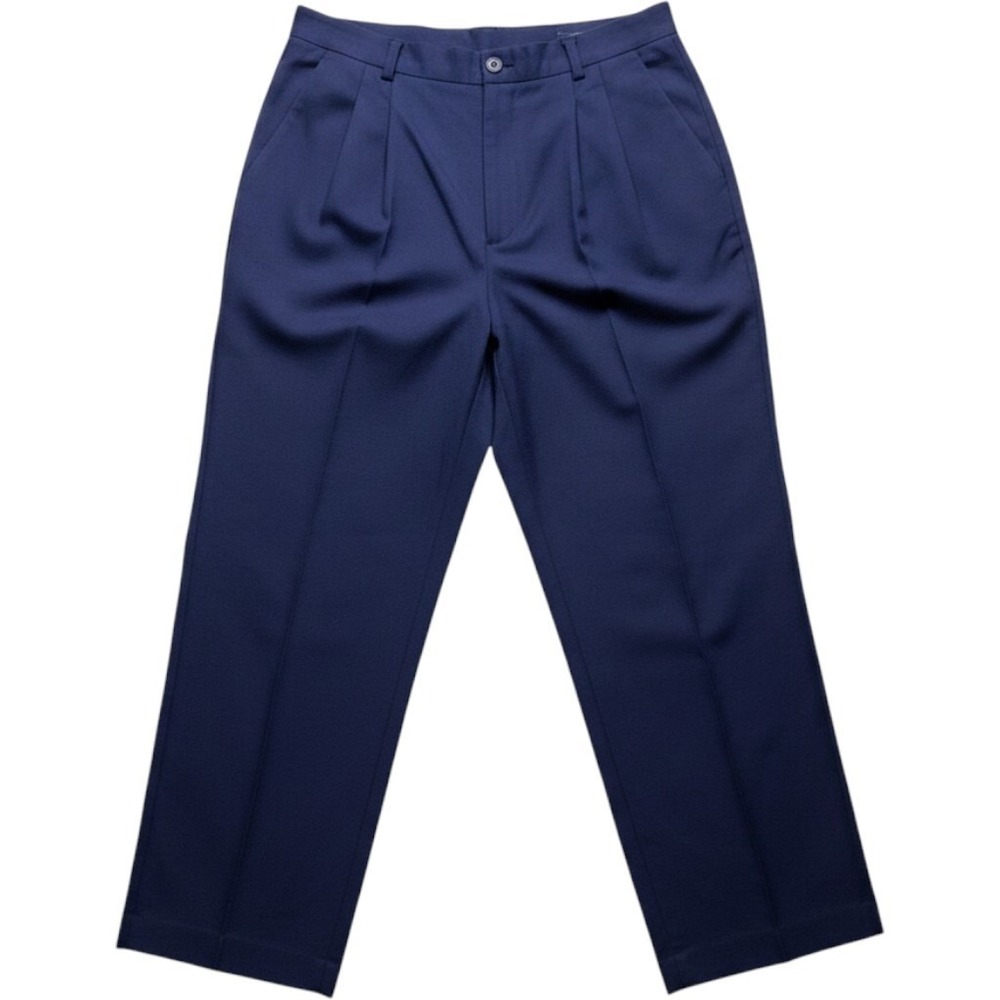Worthington Vintage Navy Blue Pleated High Rise Trousers Tapered Leg Womens 16